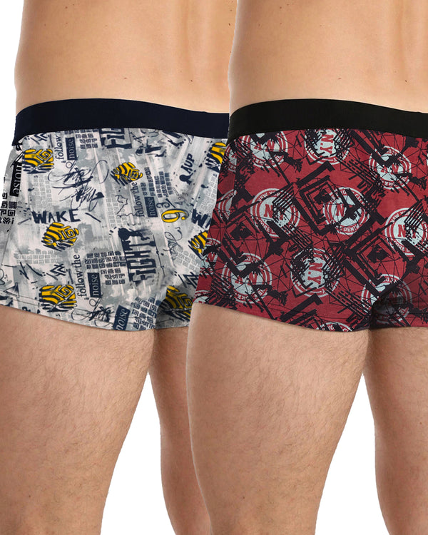 (Pack Of 2) Mens Printed Trunks / Multicolor