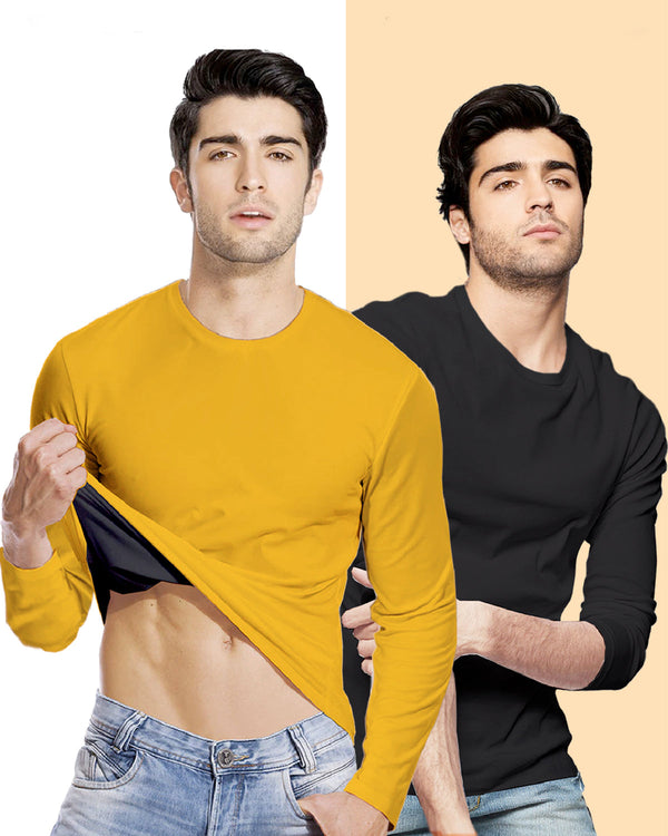 Mustard Yellow & Black Reversible T-Shirt (Pack of 1)