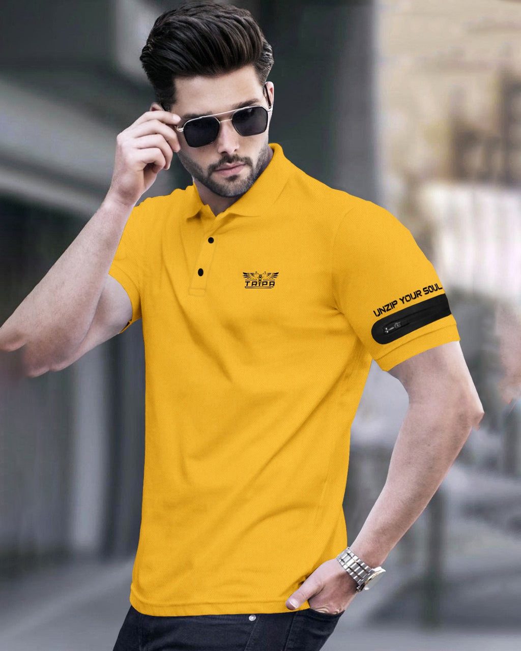 Men Yellow Designer Polo T shirt TRIPR men-yellow-designer-polo-t-shirt-tripr