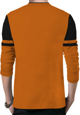 Men Colorblock Mandarin Collar Cotton Blend Multicolor T-Shirt