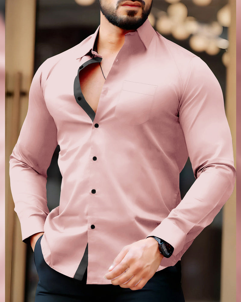 MEN LIGHT PINK FULL HAND FORMAL SHIRT