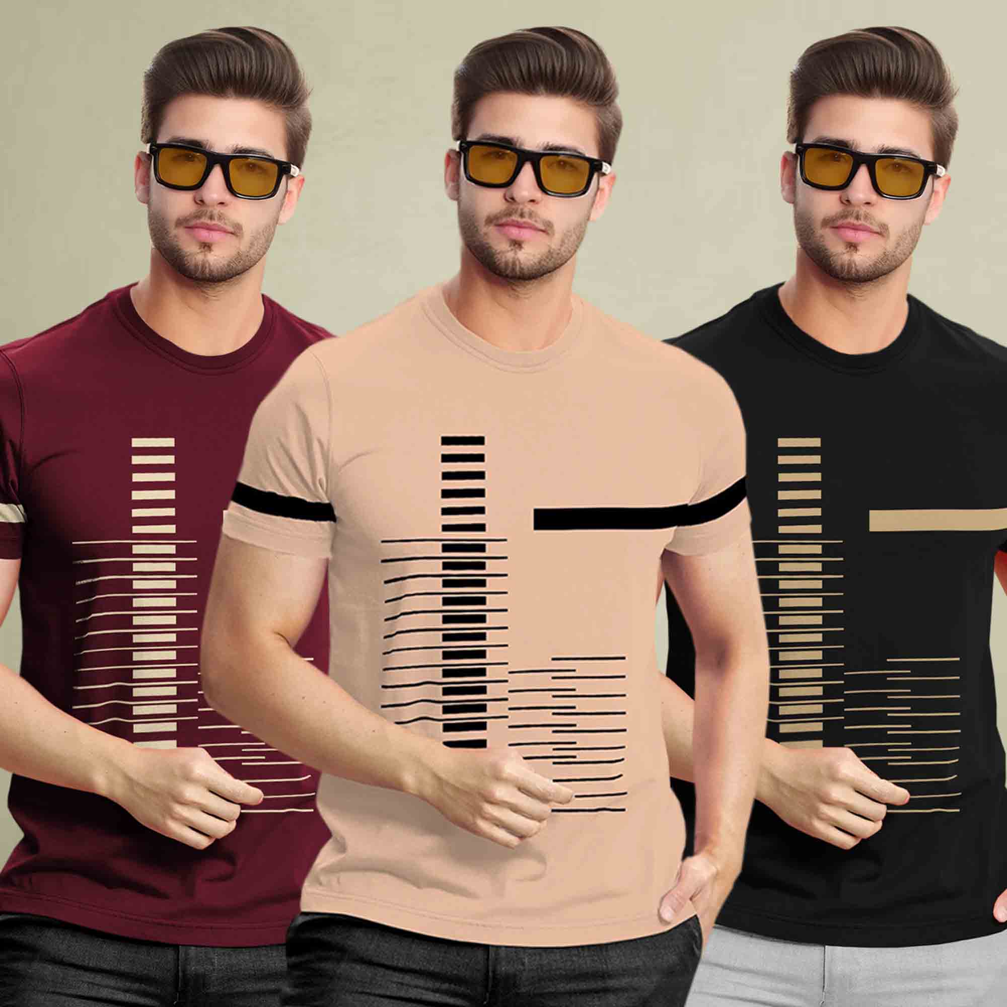 (Pack Of 3) Half Sleeve Printed Tshirts- 17 Variants