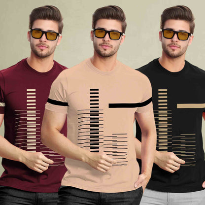 (Pack Of 3) Half Sleeve Printed Tshirts- 17 Variants