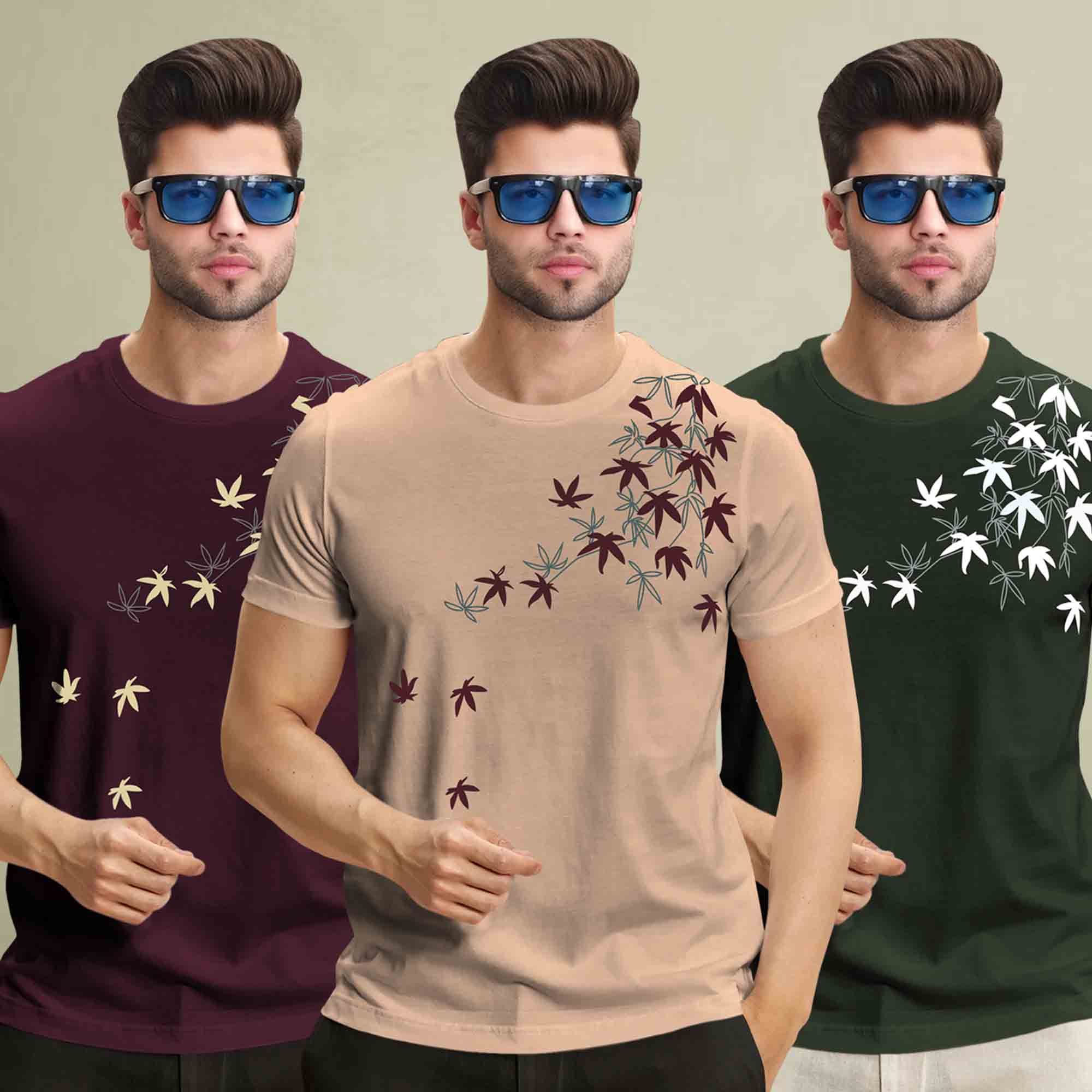 (Pack Of 3) Half Sleeve Printed Tshirts- 12 Variants