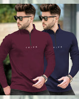 Men Henely & High Neck Full Sleeve T-shirts (Pack Of 2) - 10 Variants