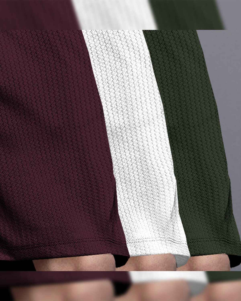 (Pack Of 3) Men Plain Waffle Shorts / Maroon-White-Olivegreen