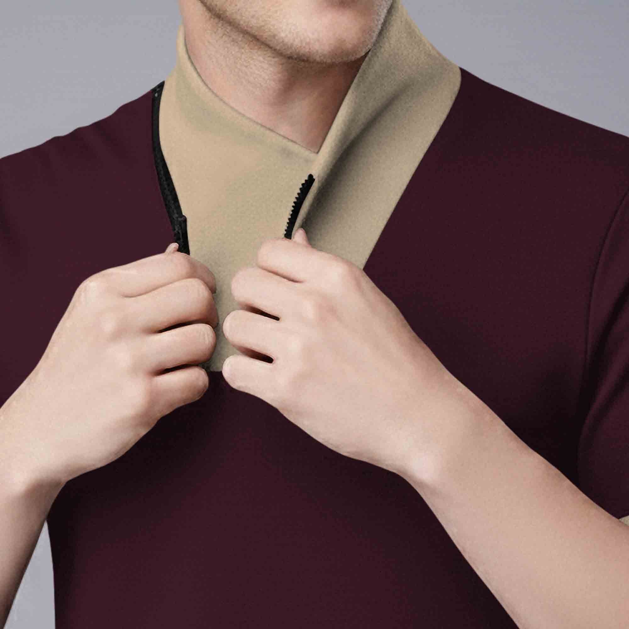 Mens Half Sleeve T-Shirt with Contrast Neck Maroon