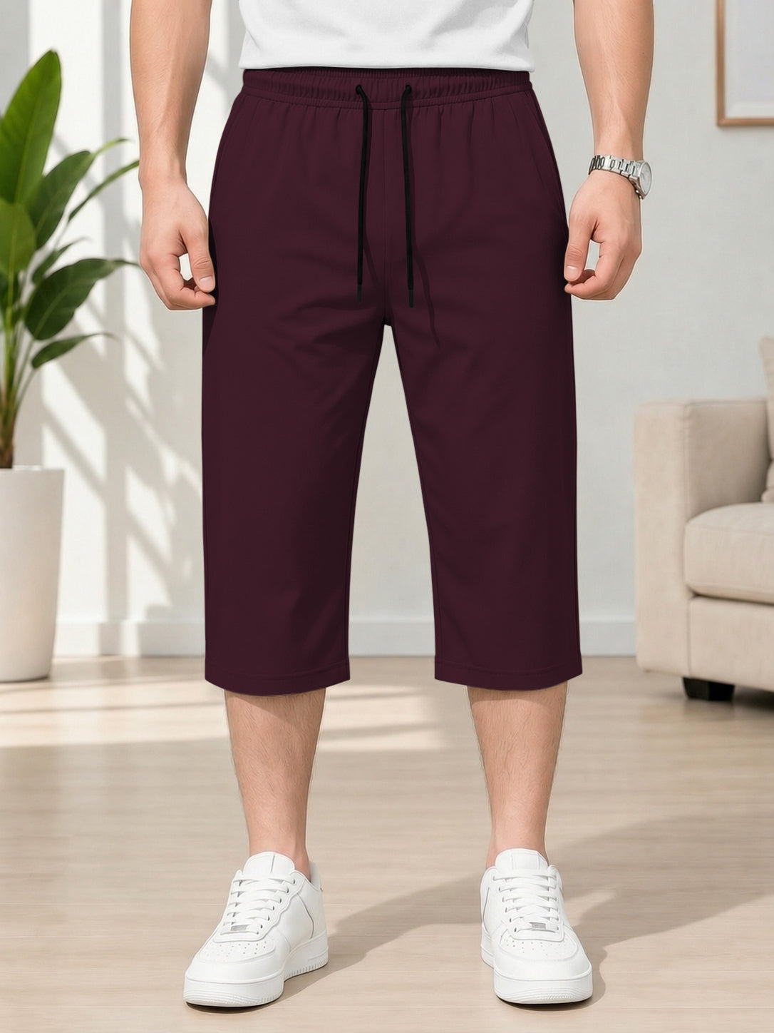 Men's Solid Colors Three-Quarter Casual Shorts