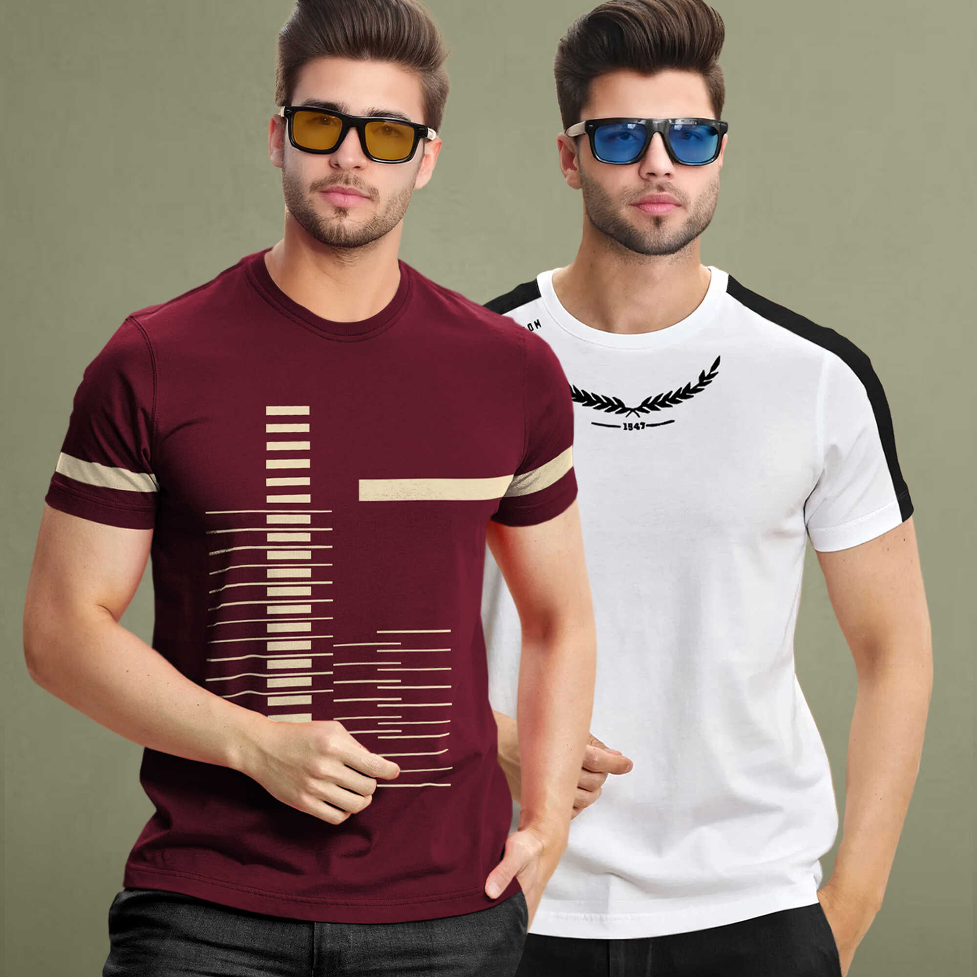 (Pack Of 2) Half Sleeve Printed Tshirts - 18 Variants
