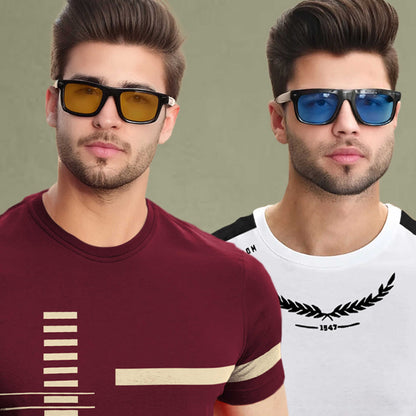 Combo pack Half Sleeve Printed T-shirts maroon and white