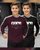 (Pack off 2) Kids Coregame Round Neck Full Sleeve T-Shirts | Maroon & Black