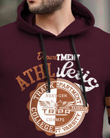 Men Maroon Hooded Printed Sweatshirt