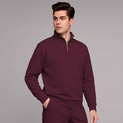 Maroon High Neck Sweatshirt and Cargo Jogger Tracksuit