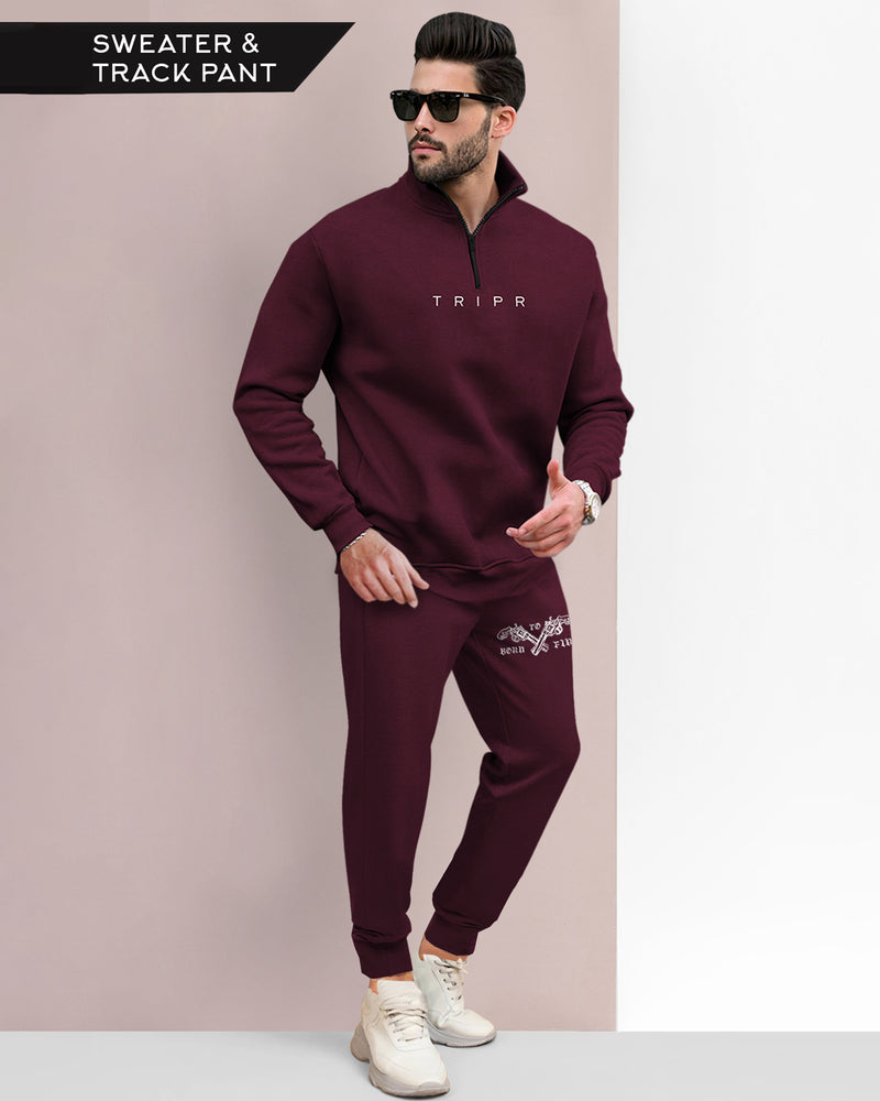 Tracksuit For Men Maroon Sweatshirt / Maroon Trackpant