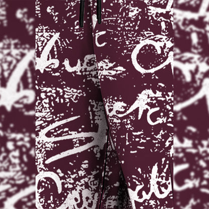 Men All Over Printed Multi Pockets Maroon Cargo Jogger