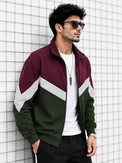 Mens High Neck Multicolor Winter Jacket