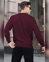 PLAIN MAROON MEN REGULAR FIT CASUAL SWEATSHIRT