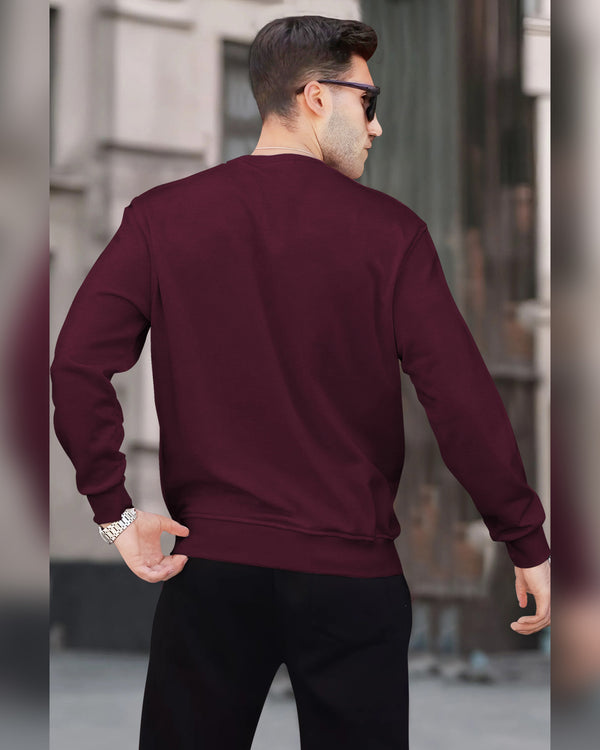 PLAIN MAROON MEN REGULAR FIT CASUAL SWEATSHIRT