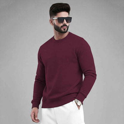 Outfit Set Round Neck Plain Sweatshirt & Plain White Baggy Cargo