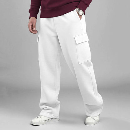Outfit Set Round Neck Plain Sweatshirt & Plain White Baggy Cargo