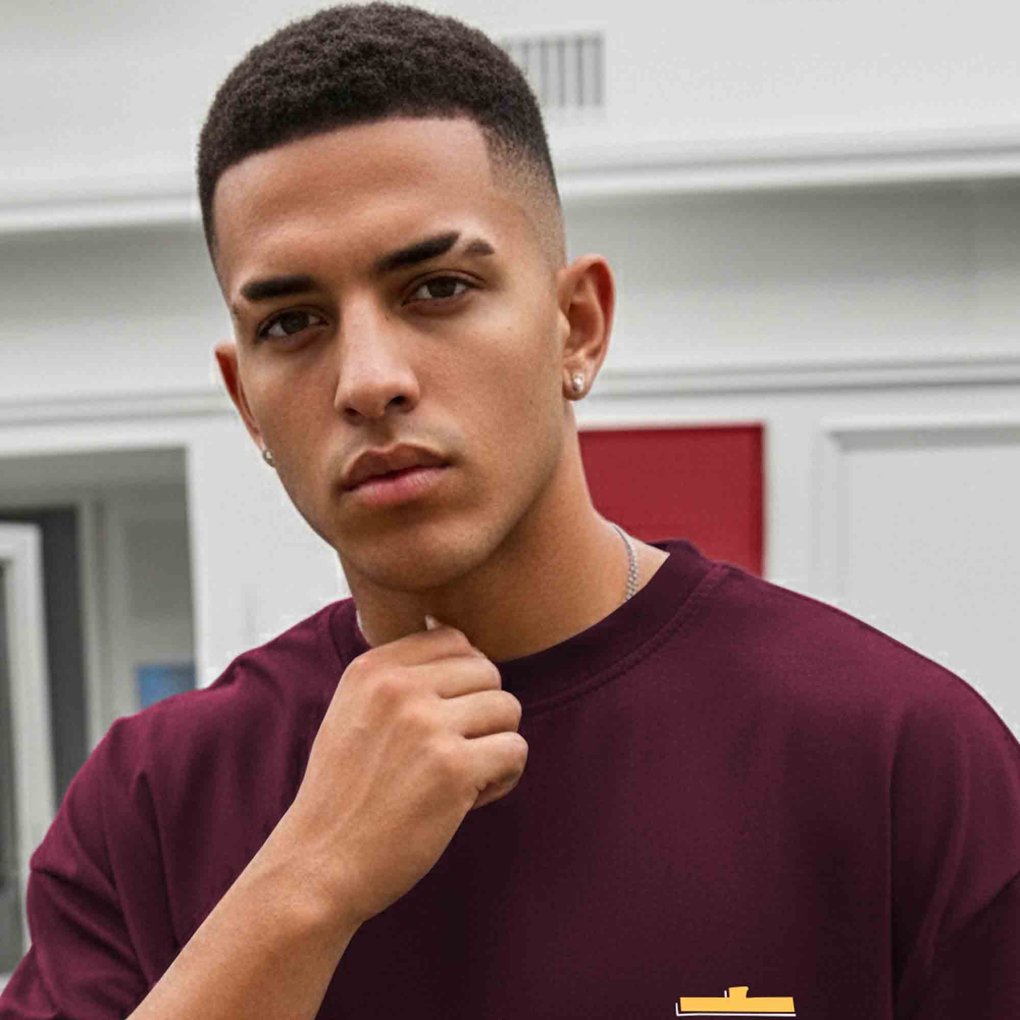 Men Back Printed Oversized Tshirt Maroon