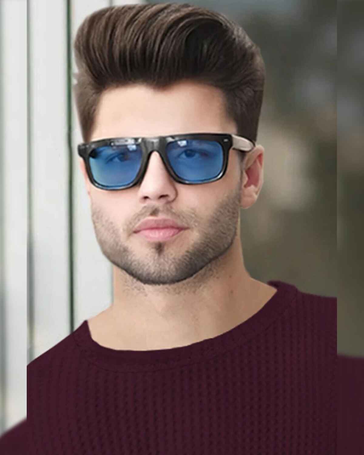 Men Casual Round Neck Plain Maroon Waffle Vest