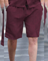 WAFFLE PLAIN TEXTURED SHIRT WITH SHORT / MAROON