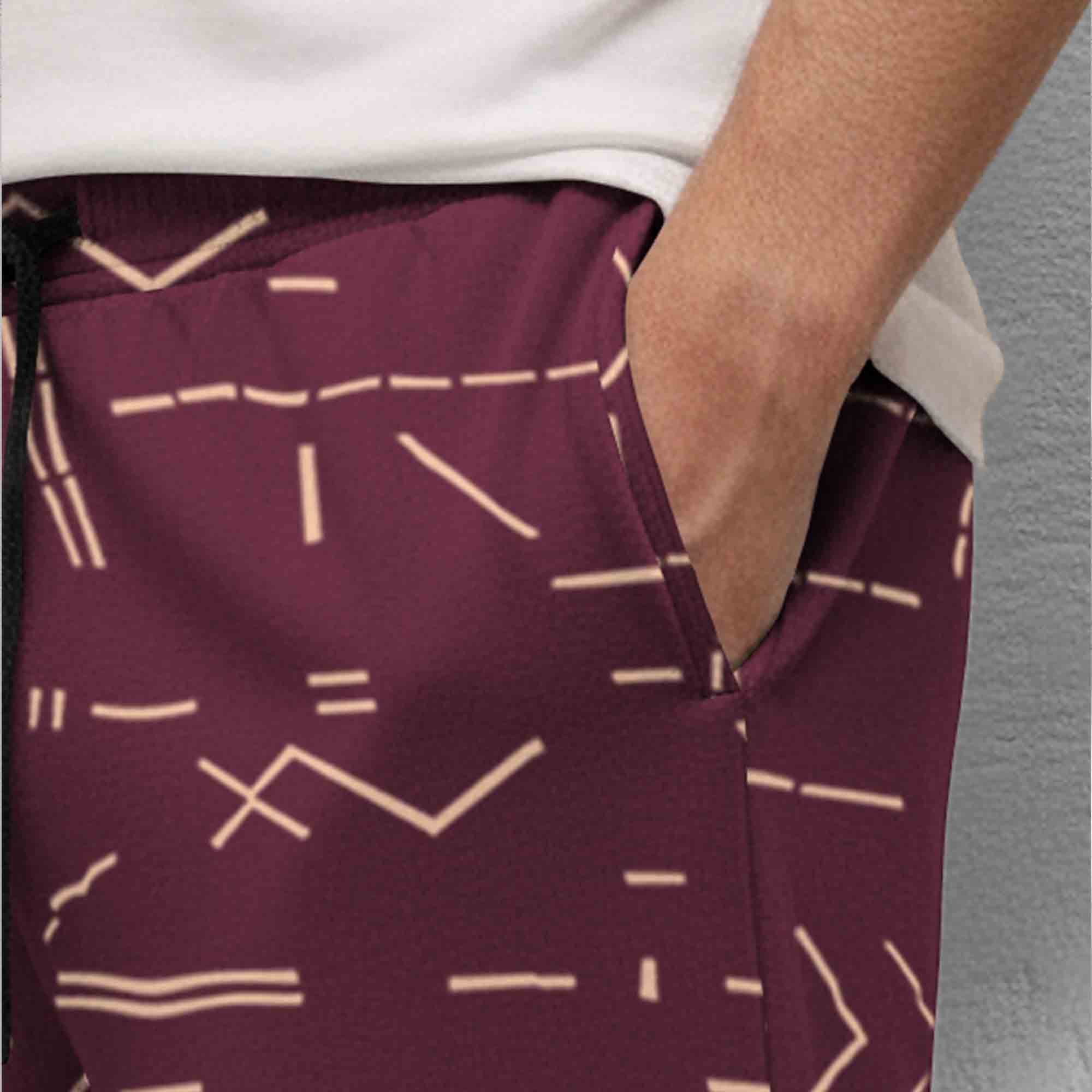 Men Printed Regular Fit Shorts Maroon