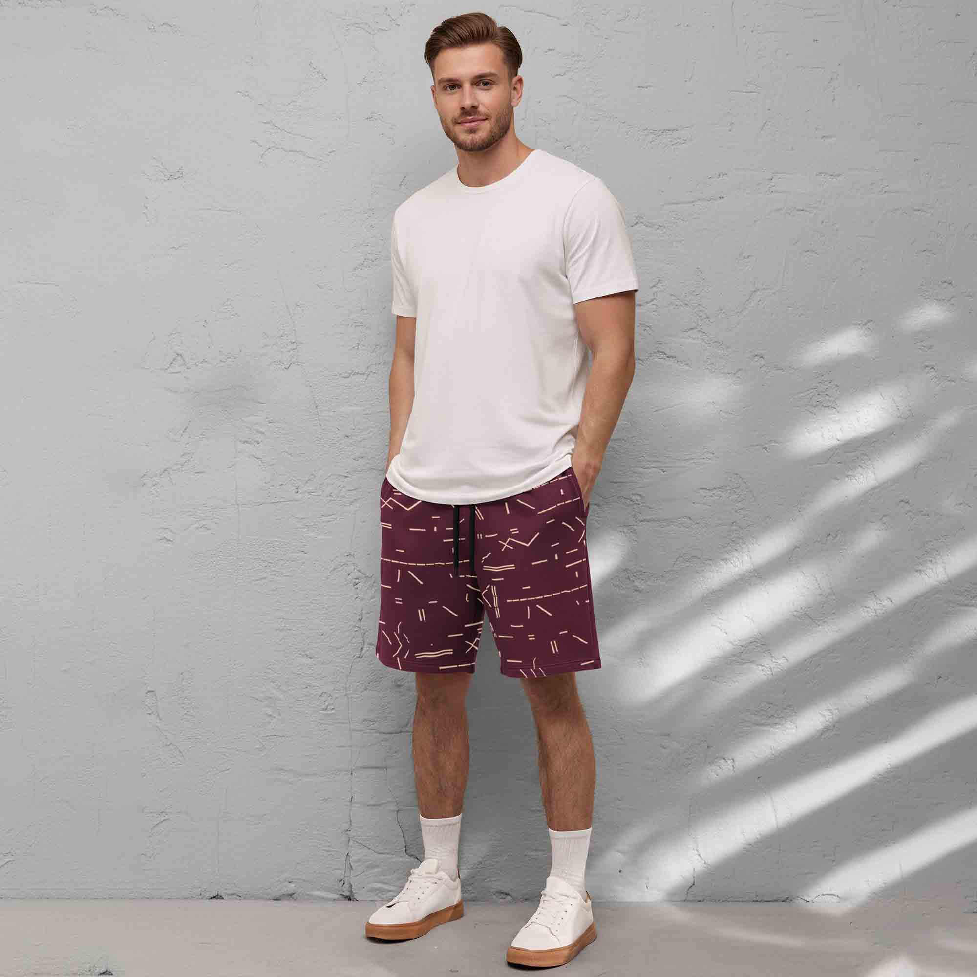 Men Printed Regular Fit Shorts Maroon