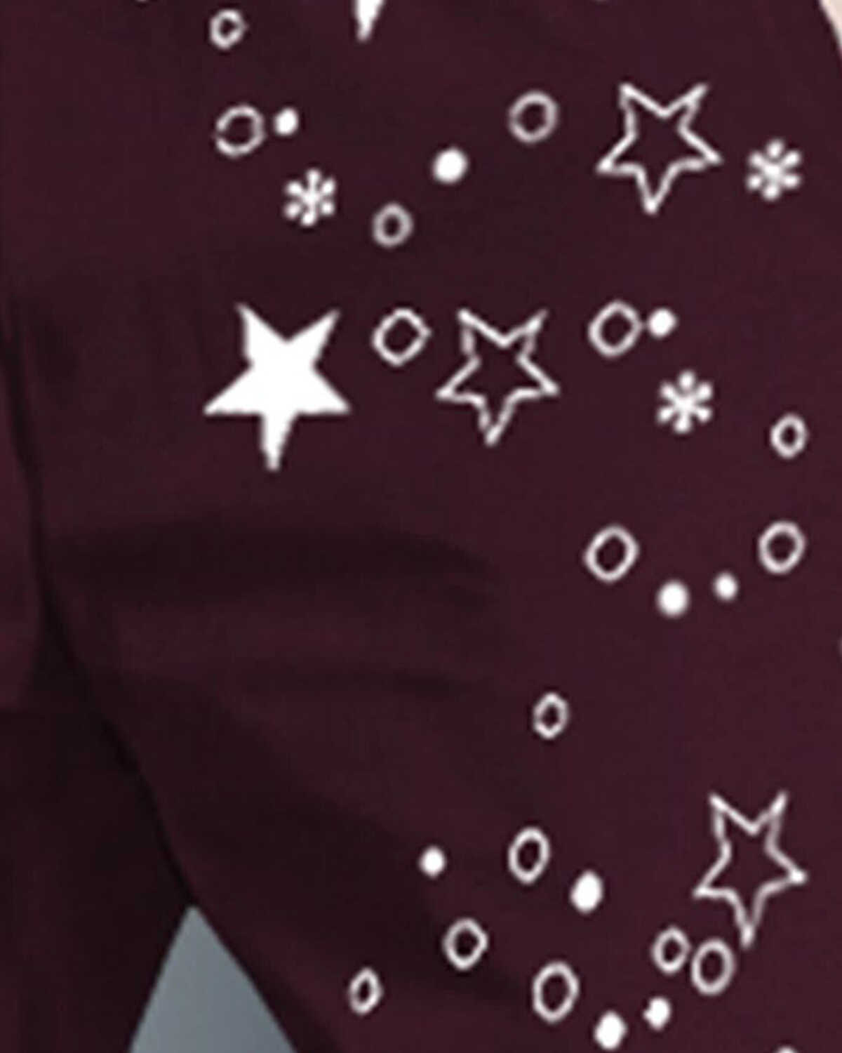 Men Star Printed With Cuffed Trackpant Maroon & White
