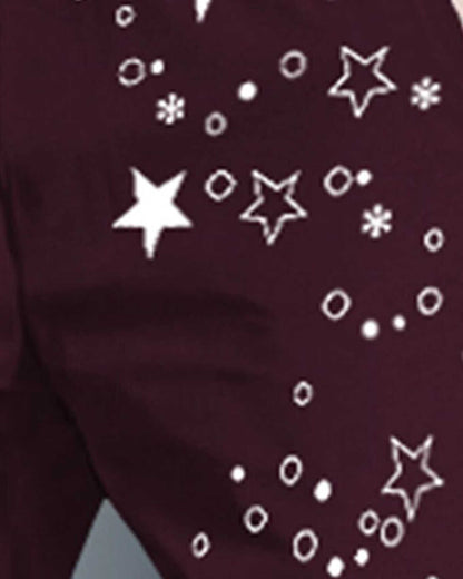 Men Star Printed With Cuffed Trackpant Maroon & White