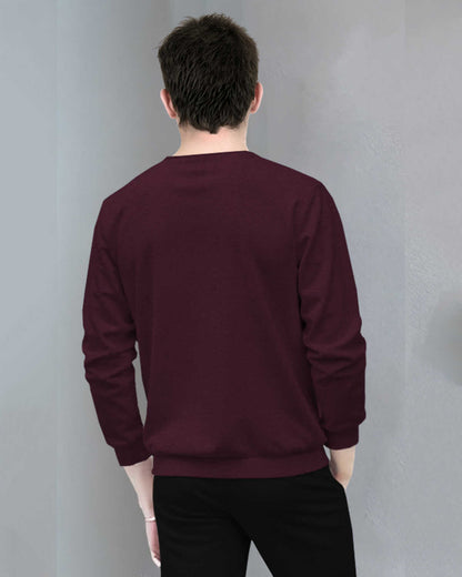 Men Full Sleeve Star Printed Round Neck T-Shirt Maroon