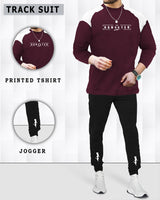 Tracksuit - Gangster Printed Maroon Full T-shirt & Black Trackpant