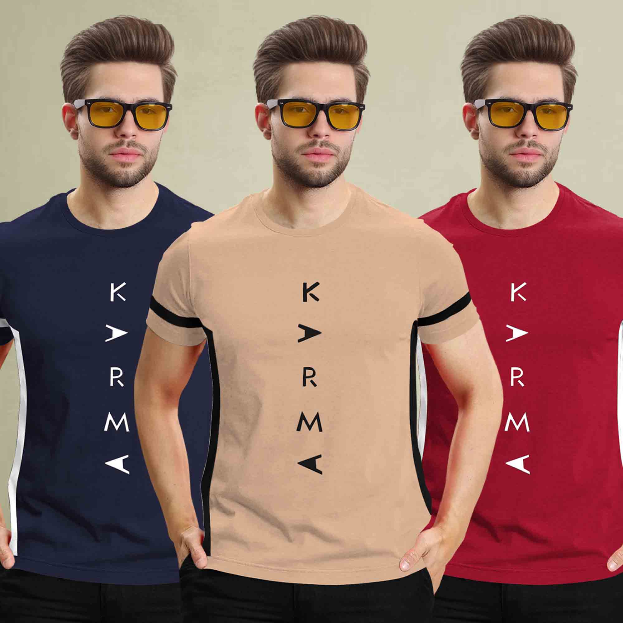 (Pack Of 3) Half Sleeve Printed Tshirts- 17 Variants