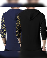 PACK OF 2 | Lion Printed Hooded Mask T-shirt | NAVY & BLACK