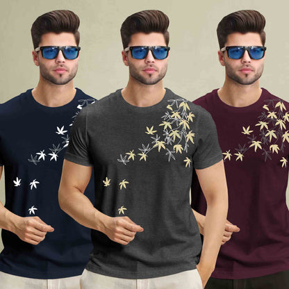 (Pack Of 3) Half Sleeve Printed Tshirts- 12 Variants