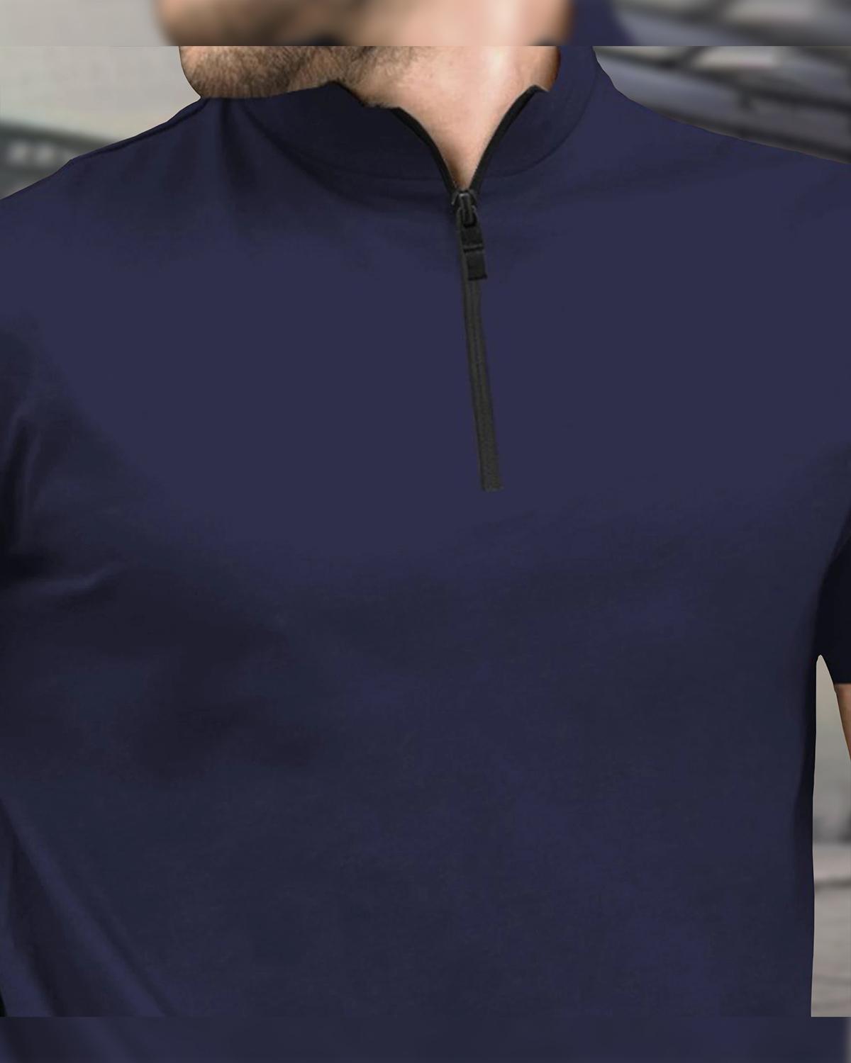 (Pack Of 2) Half Sleeve Men High Neck T-shirts / Navy & Grey