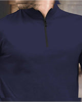 (Pack Of 2) Full Sleeve Men High Neck Plain T-shirts / Navy & Olive