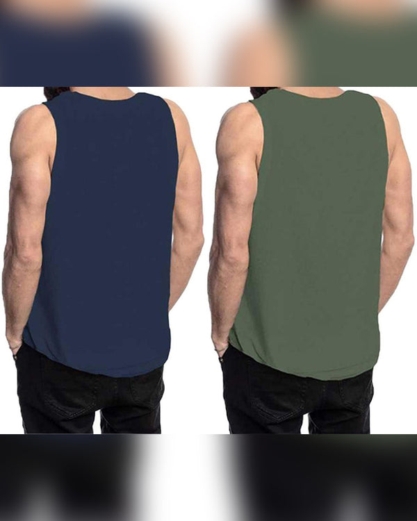 Men Vest Dark Blue Green (Pack of 2)