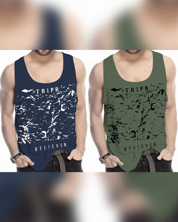 Men Vest Dark Blue Green (Pack of 2)