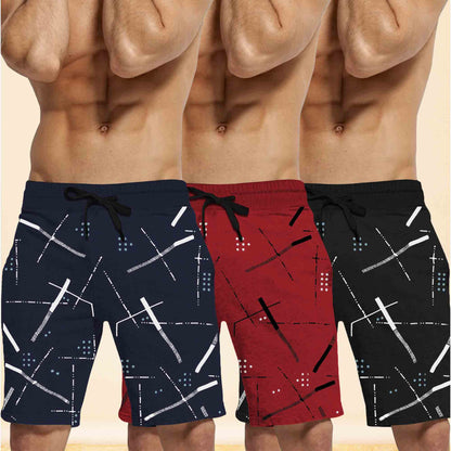 (Pack Of 3) Men Printed Multicolor Shorts Combo - 6 Variants