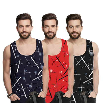 (Pack of 3) Men Abstract Prited Vest