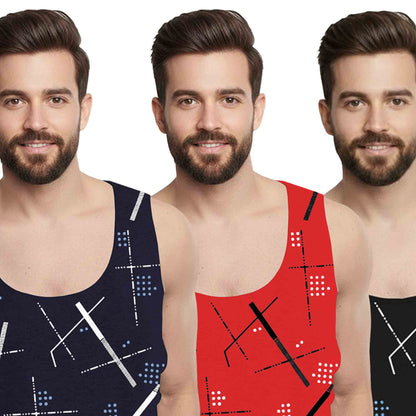 (Pack of 3) Men Abstract Prited Vest