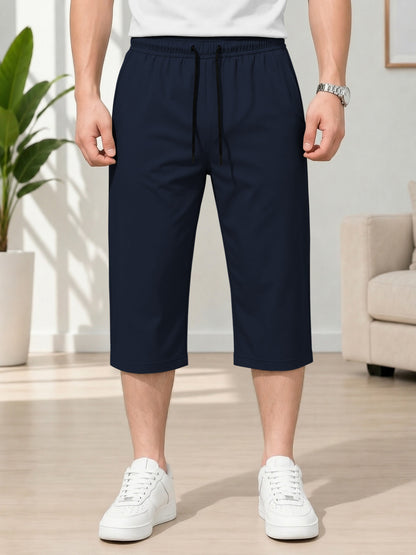 Men's Solid Colors Three-Quarter Casual Shorts