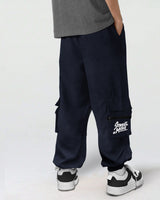 Men NAVY BLUE Printed Baggy fit oversized Cargo Jogger