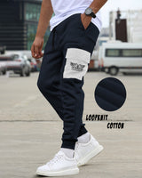 mens loopknit cargo jogger navy grey