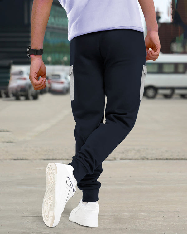 mens loopknit cargo jogger navy grey