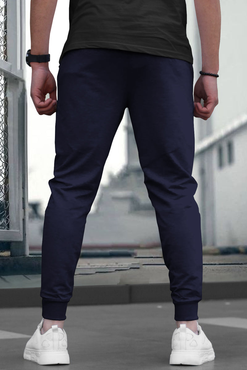 Men Colorblock Cotton Navy / Grey Jogger TrackPant