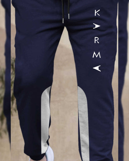 Men Printed Ankle Fit Cuffed Navy & Grey Jogger