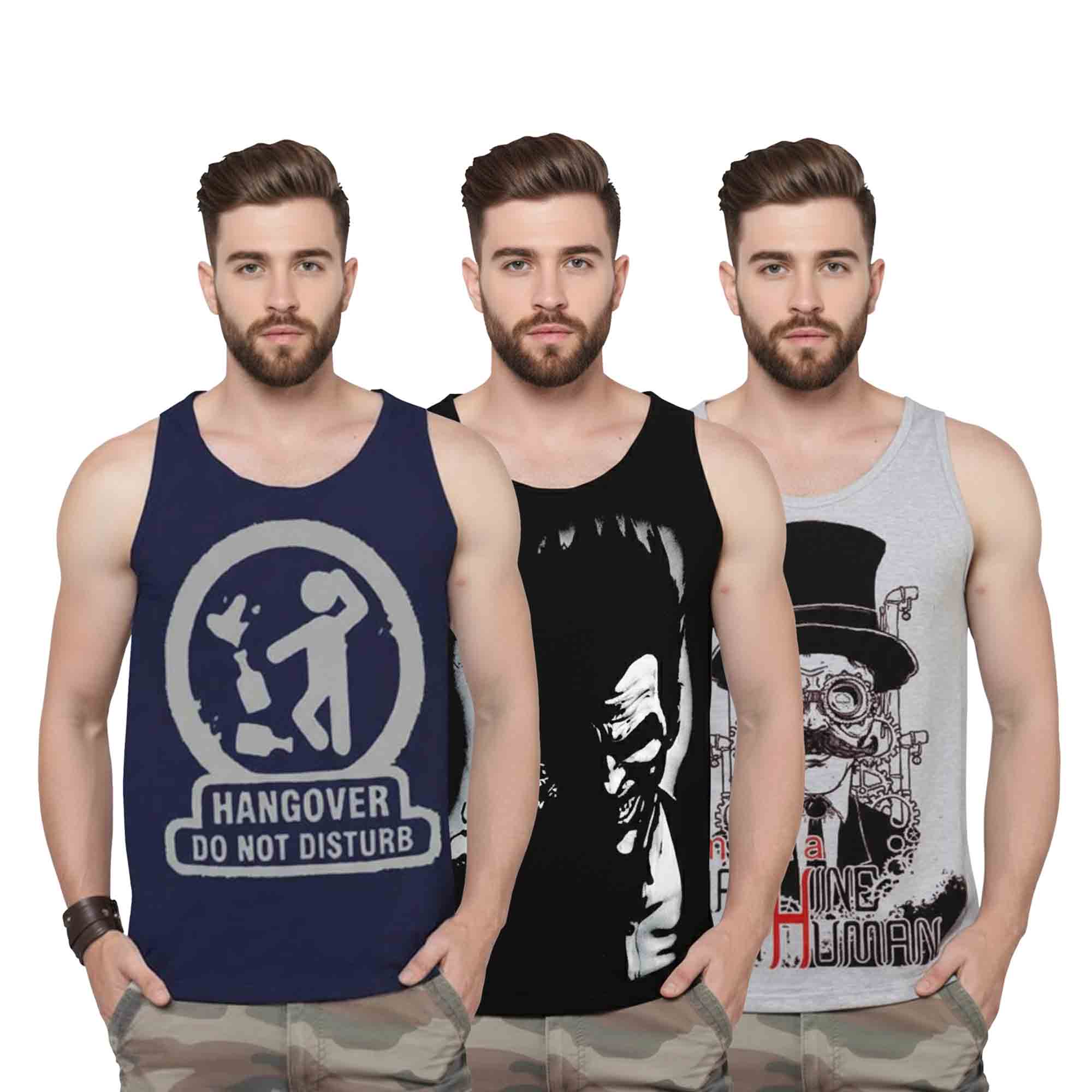Men Vest  Printed (Pack of 3)